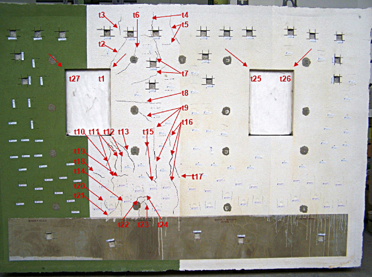 Obr. 4: Pohľad na jednu zo skúšobných vzoriek stien opatrených ETICS
