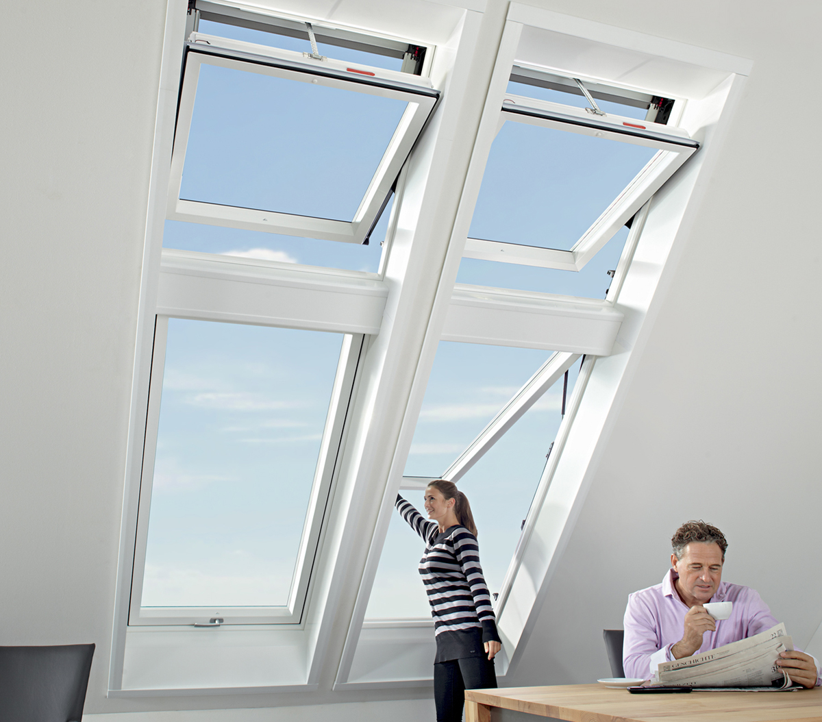 Sestava z oken Roto Designo R6 a R8