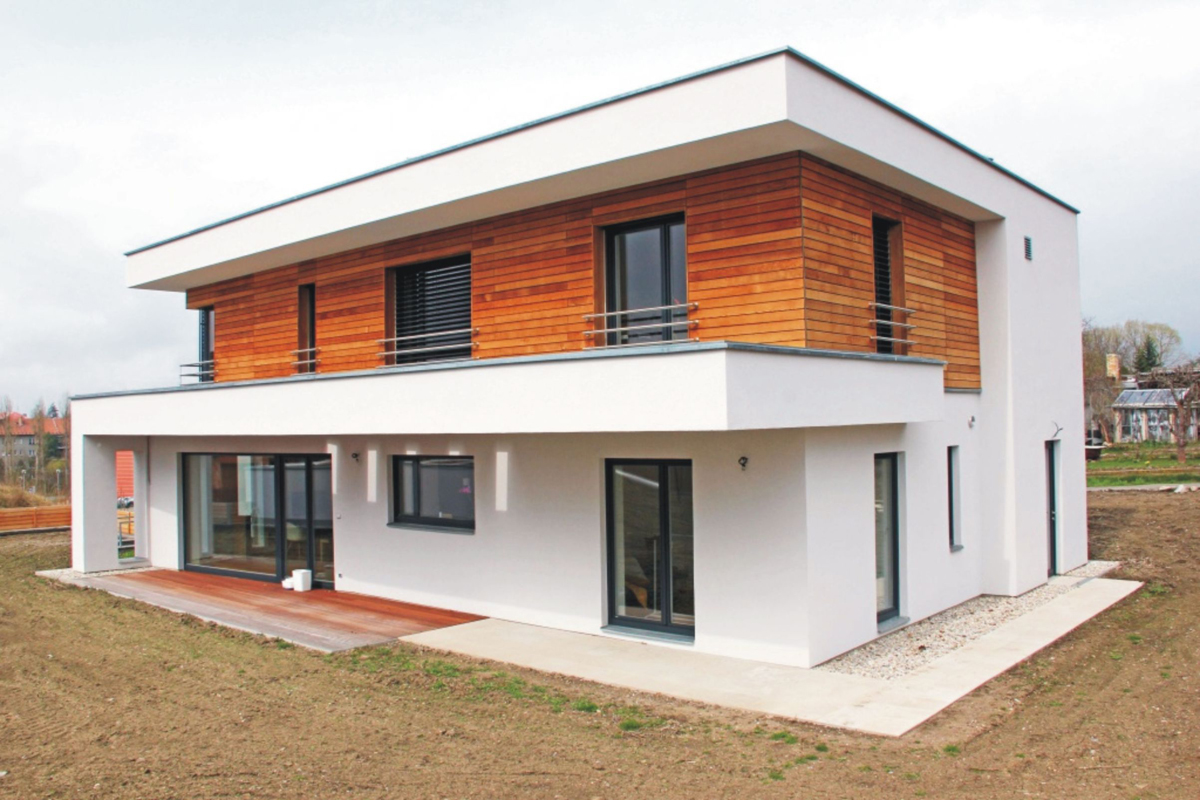 RD v Písku. Architekt/projektant: Projekční kancelář PK projekt, Ing. Pavel Kouba; zhotovitel fasády: Salvete, spol. s r. o.; investor: soukromý.