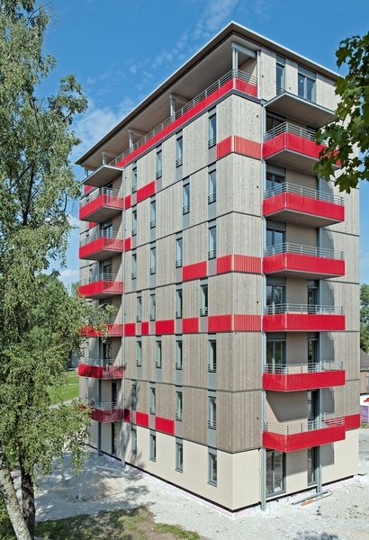 Nejvyšší dřevostavba v Německu má po dokončení 8 pater a výšku 25 metrů.