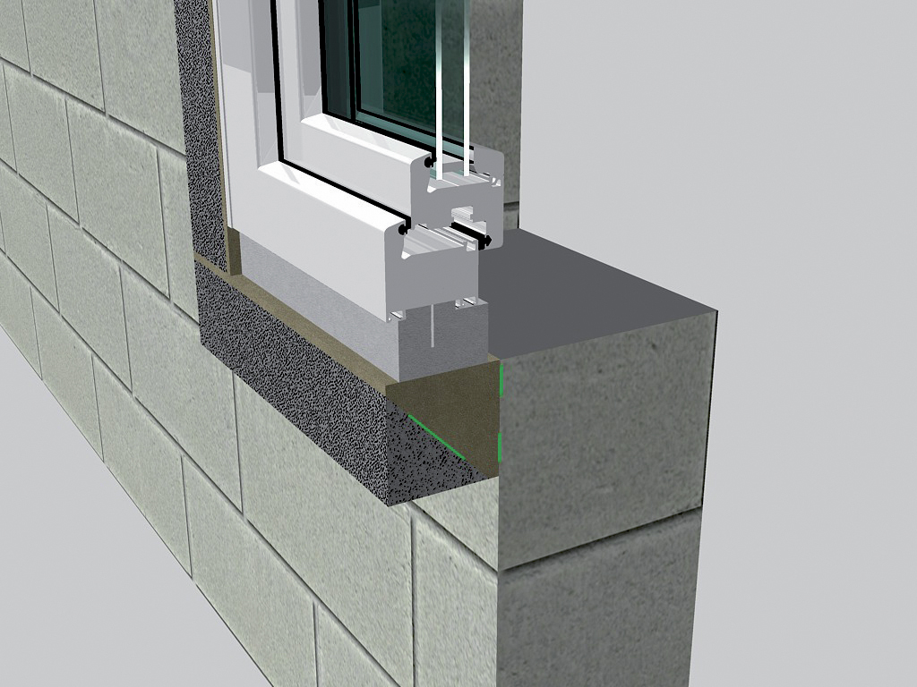 Zateplení nosného profilu tepelněizolačním materiálem po celém obvodu okna