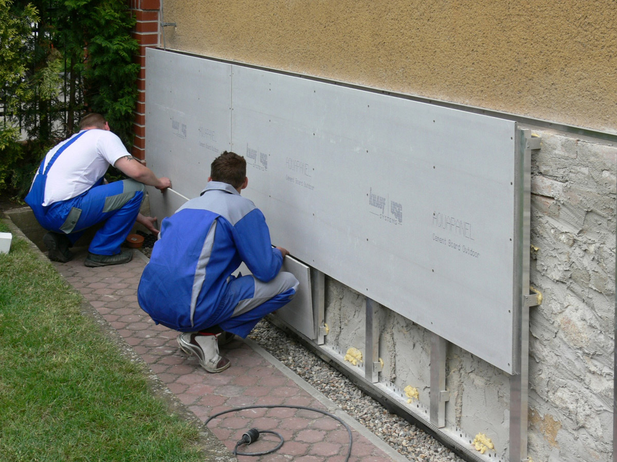 Montáž Aquapanelu u provětrávané fasády