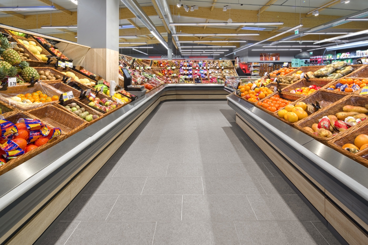 Dlažba Rock v supermarketu Edeka, Německo