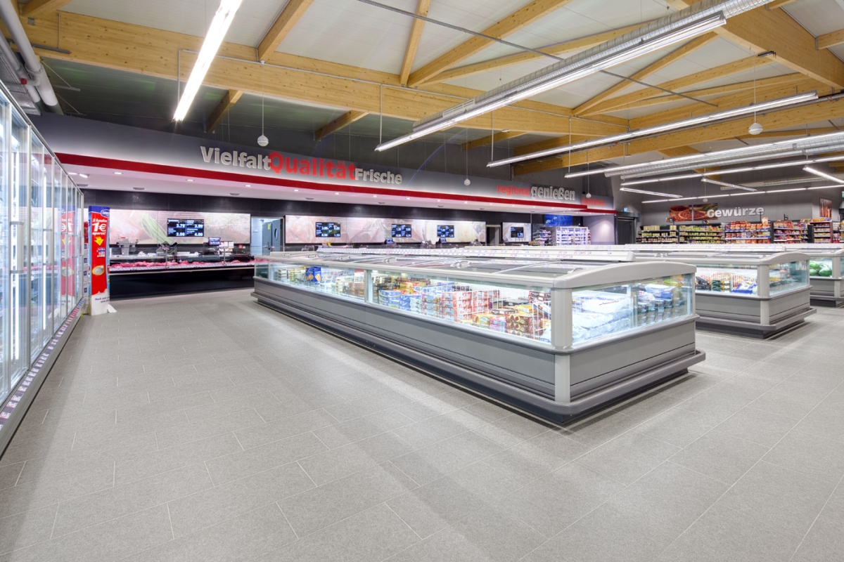 Dlažba Rock v supermarketu Edeka, Německo