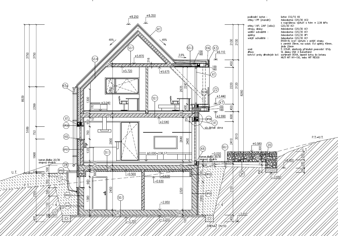 Obr. 4: Příklad použití Permacretu D ve spodní stavbě RD (projekt Ing. D. Stroupek, architekt Ing. arch. P. Lupač)