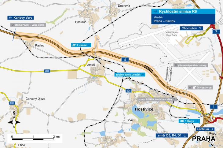Mapa okolí výjezdu 7 silnice R6