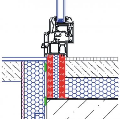 Obr. 1: Detail osazení okna u podlahy Purenit sendvič