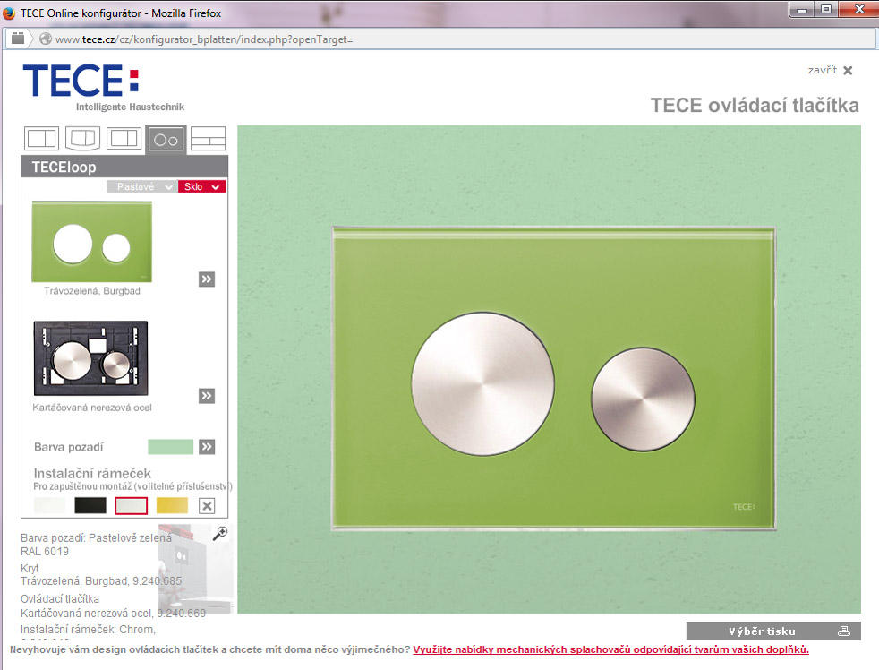 Konfigurátor ovládacích tlačítek pro WC 