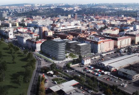 Letecky pohled smer Holesovice low