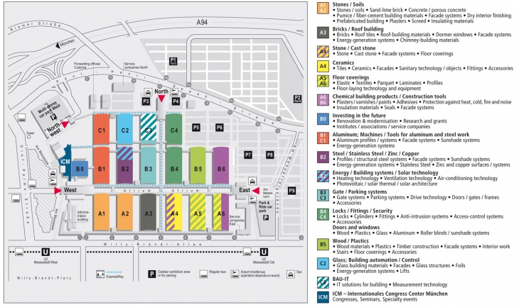 BAU 2015 – plánek výstaviště