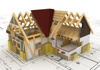 Obr. 5: Schematické znázornění použití kombinace foukané izolace a dřevovláknitých desek Udi u tepelné izolace objektů. Systém COMPRI® nabízí řešení pro každou situaci včetně provětrávaných fasád