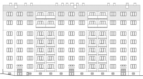 Pasivní střešní nástavba na panelový dům G57 – pohled východní