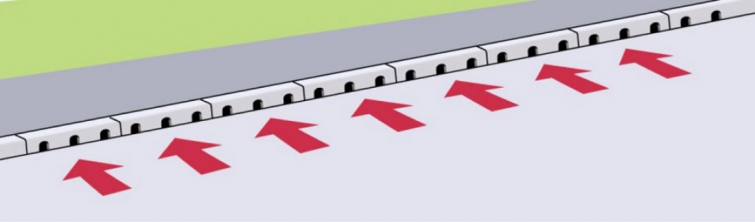 Obrubníkové prvky RONN DECK z recyklovaného kompozitu – schéma