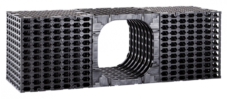 Spojení vsakovacích systémů RONN X-Box (výšky 60 cm) s kontrolním a čisticím C-Boxem