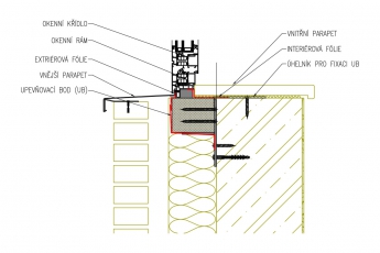 Obr. 1: Detail předsazené montáže hliníkových oken