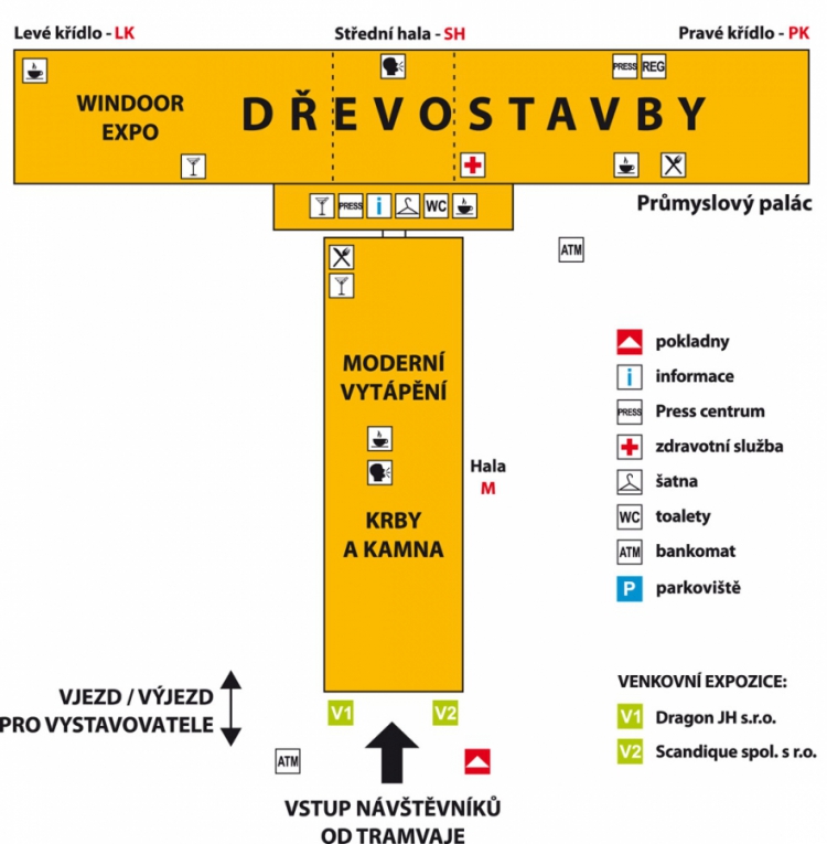 Schéma rozmístění veletrhů