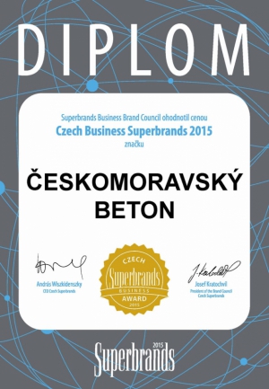 Českomoravský beton získal ocenění Czech Business Superbrands 2015