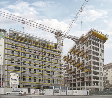 Rezidence Lužánky v Brně; téměř celá stavba je z monolitického betonu