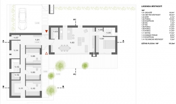 Obr. 5f: Studie Ing. arch. Davida Korsy a Ing. arch. Denisy Kanderové – půdorys