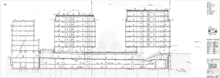 Obr. 3: Řez přibližně v ose sever–jih v místě pasáže