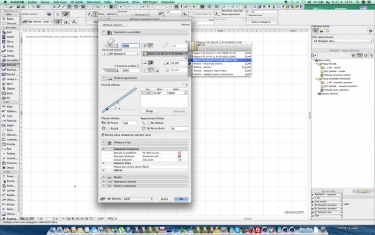 Obr. 4: Práce s doplňky – generování skladby podkroví v ArchiCADu: a – filtrování parametrů a výběr vhodné skladby; b – aplikace v nástroji Střecha 