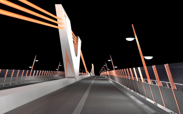 Obr. 2: Jeden z variantov riešenia rekonštrukcie Starého mostu – „extradosed“