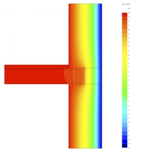 Obr. 11: Rozložení teplot při dynamické simulaci – inovativní řešení 
