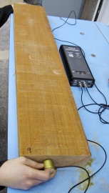 Obr. 6: Diagnostika poškození dřeva dvěma metodami: A – pomocí rezistografu, B – pomocí ultrazvuku (Foto Kloiber a Pánek).