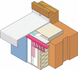 Obr. 9, 10: Schéma a detail lišty pro napojení zateplení pod parapetem
