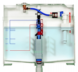 Obr. 5: Řez splachovací nádržkou 8 cm