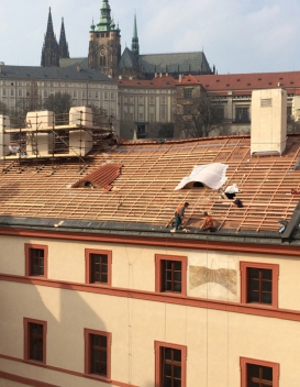 DELTA-FOXX na střeše bývalého Profesního domu Tovaryšstva Ježíšova na Malostranském náměstí, dnešní budově Matematicko-fyzikální fakulty Univerzity Karlovy. Celkem se uplatnilo cca 2000 m² pojistné hydroizolační fólie DELTA-FOXX pod zrekonstruovanou prejzovou střechou. Rekonstrukci provedla firma pana Petra Klaboucha.