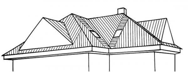 Obr. 10: Šrafováním jsou vyznačeny nevětrané plochy ve spodní vrstvě, celé zastřešení ve tříplášťové skladbě je bez funkčního větrání