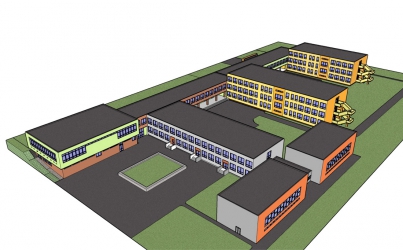 Obr. 1: 3D model základní školy v Ostrovní ulici ve Štětí