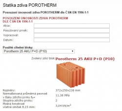 Obr. 4: Program na posouzení zdiva na stránkách www.wienerberger.cz