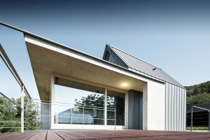 Dům v Kövágószölös s drážkovanou krytinou Prefalz