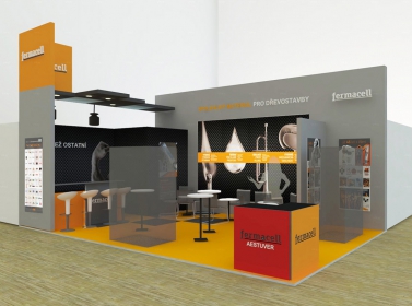 Vizualizace expozice firmy Fermacell na veletrhu Dřevostavby 2016