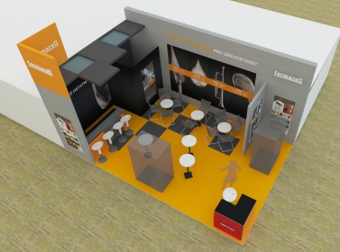 Vizualizace expozice firmy Fermacell na veletrhu Dřevostavby 2016