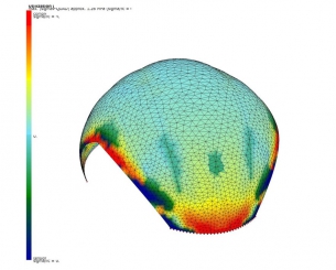 Obr. 2: Analýza kompozitní skořepiny metodou konečných prvků