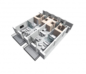 Vizualizace půdorysů bytů v budově B