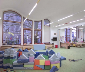 Obr. 3: Mateřská škola Kostelní v Praze od firmy Černý a Černý sádrokartony, s. r. o. 