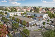 Nová školka a komerční centrum v Nových Chabrech – vizualizace