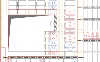 Obr. 6: Kladecí plány, dispozice a detail řešení zavěšení stropu