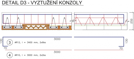 Obr. 6: Kladecí plány, dispozice a detail řešení zavěšení stropu