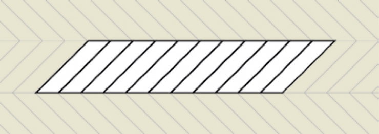 Třívrstvá vzorovaná prkna s perem a drážkou o rozměru 1842x305x15 mm