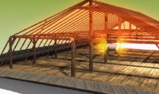 Obr. 1: Simulace prostupu tepla v krovové konstrukci při procesu termosance [6]