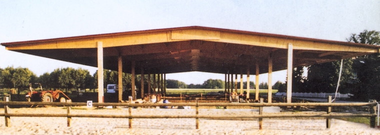 Obr. 10: Halový vazník z Kerto-S s velkým střešním přesahem