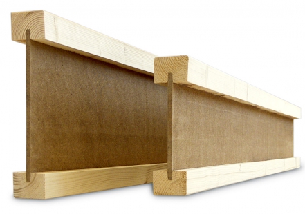 Obr. 23: Nosníky STEICOjoist (vlevo) a STEICOwall