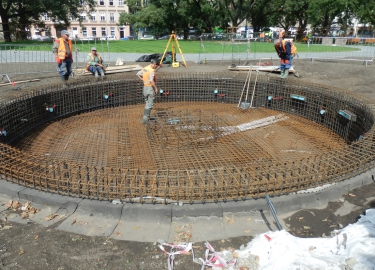 Příprava kašny před betonáží