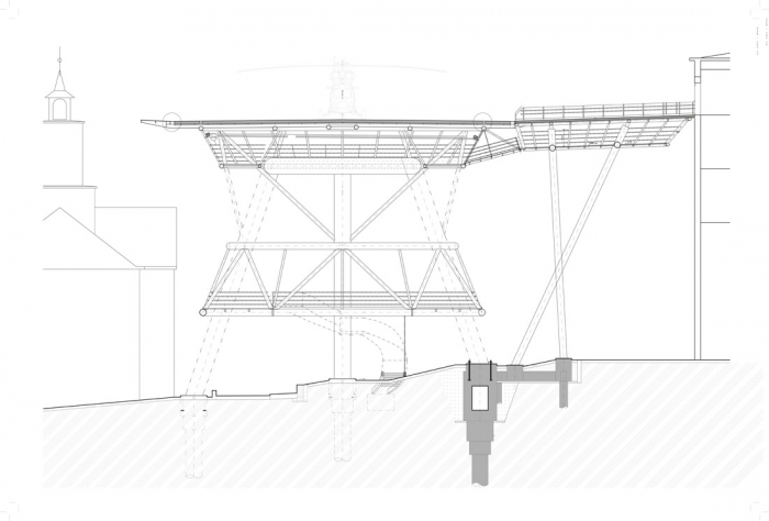 Řez konstrukcí heliportu