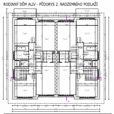 Půdorys domu o dvou bytových jednotkách v Jirnech